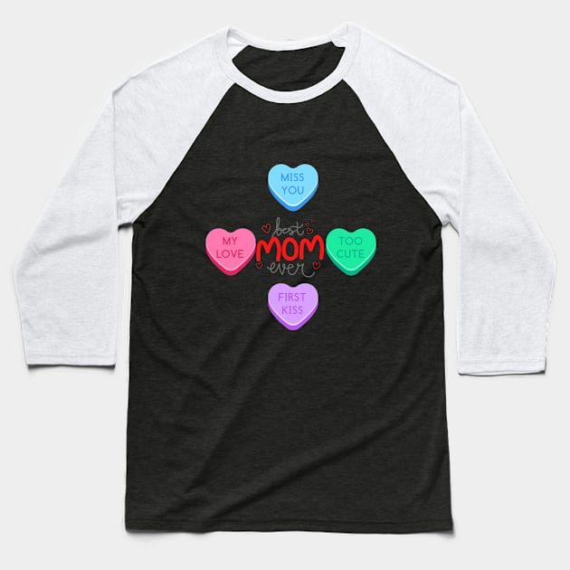 Conversation Heart Sayings Baseball T-Shirt by bafa